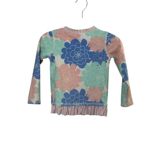 Ruffle Butts Long Sleeve Floral & Stripe Swim Shirt Toddler Girl's Size 3T - Picture 6 of 7